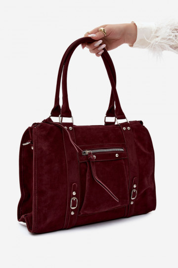 Grand sac en simili daim couleur bordeaux Nolita 2