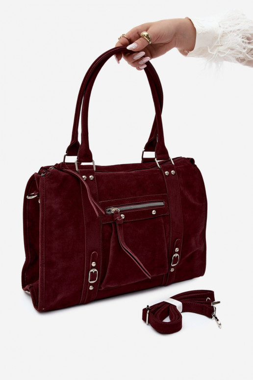 Grand sac en simili daim couleur bordeaux Nolita