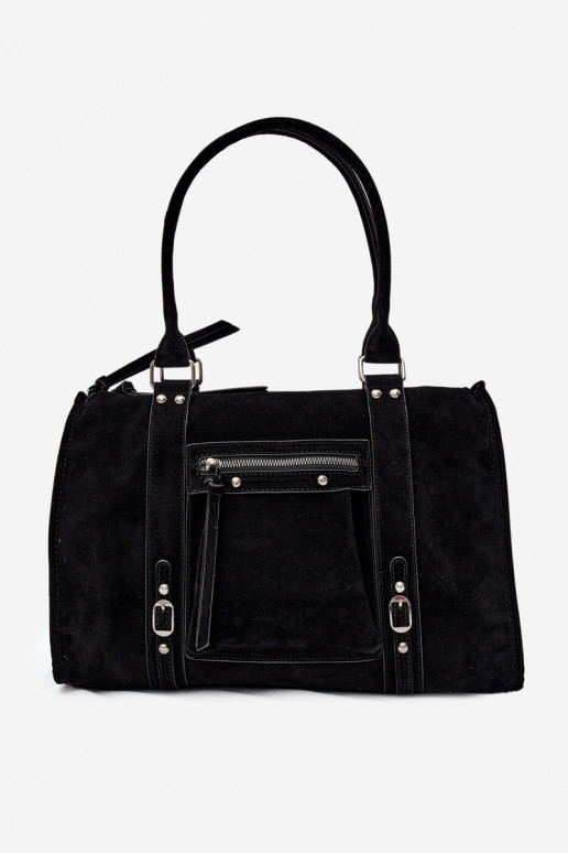 Grand sac en simili daim couleur noir Nolita