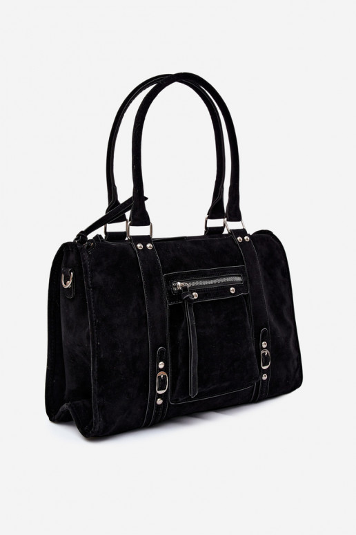 Grand sac en simili daim couleur noir Nolita