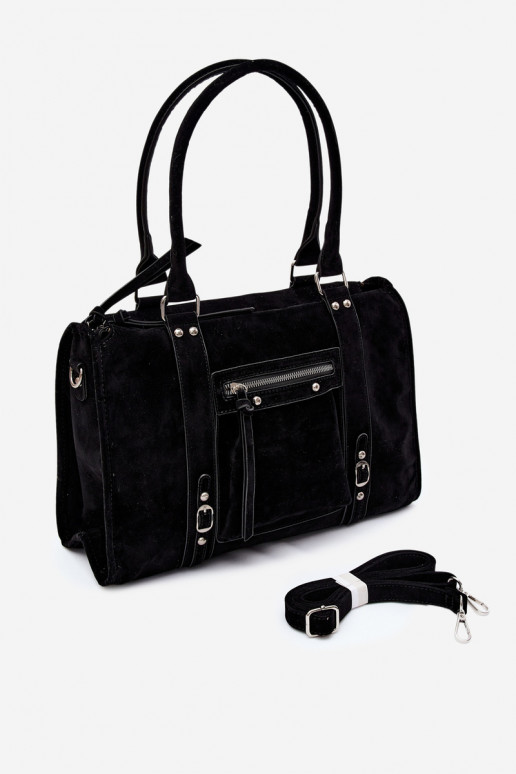 Grand sac en simili daim couleur noir Nolita