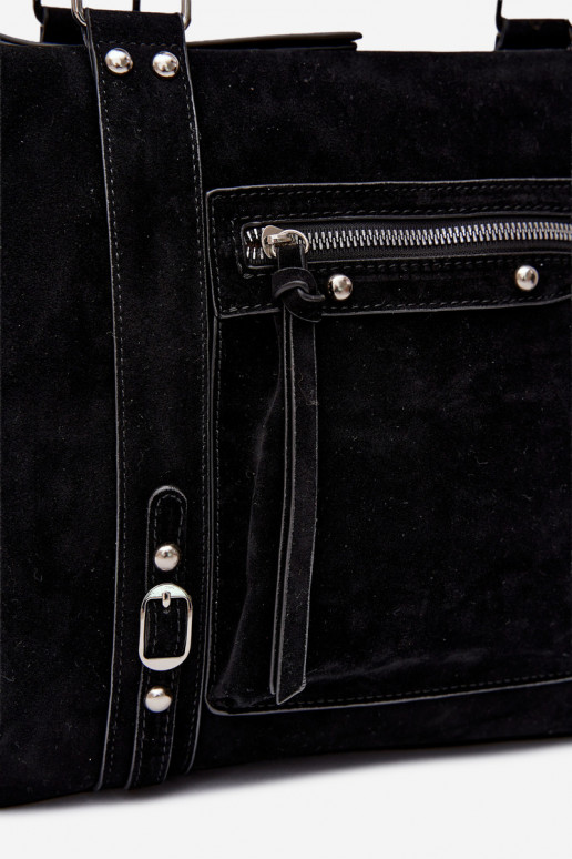 Grand sac en simili daim couleur noir Nolita