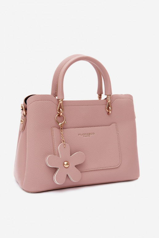 Sac en simili daim avec porte-clés et motifs floraux couleur ivoire Noomi