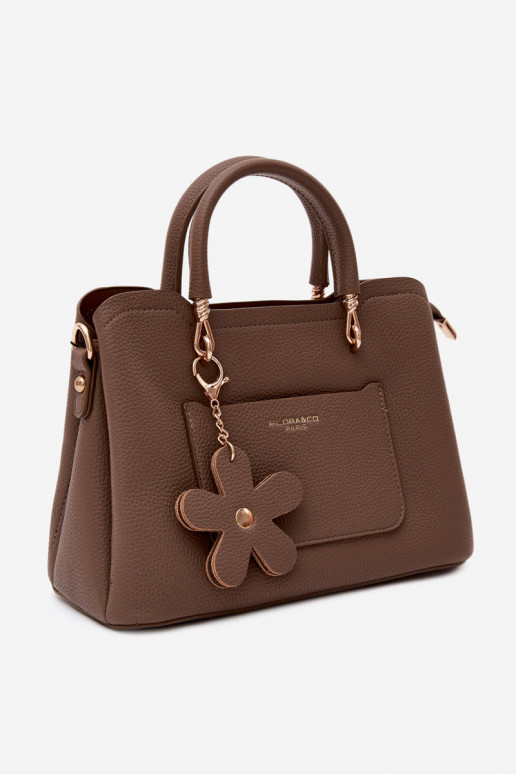 Sac en simili cuir avec porte-clés et motifs floraux couleur argile Noomi