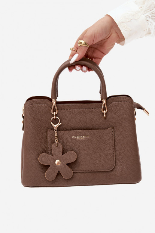 Sac en simili cuir avec porte-clés et motifs floraux couleur argile Noomi