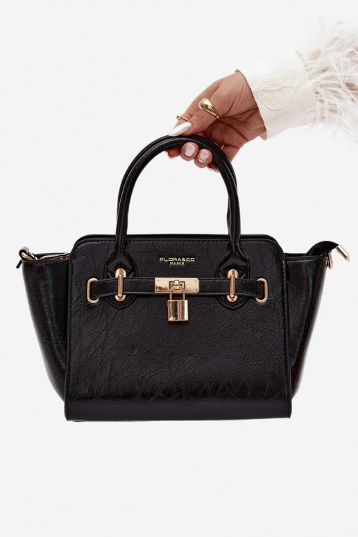 Sac de type en simili cuir noir Odelia