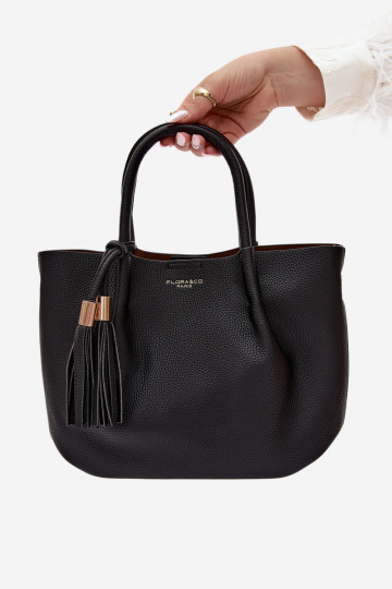 Sac à main en simili cuir noir Fleece