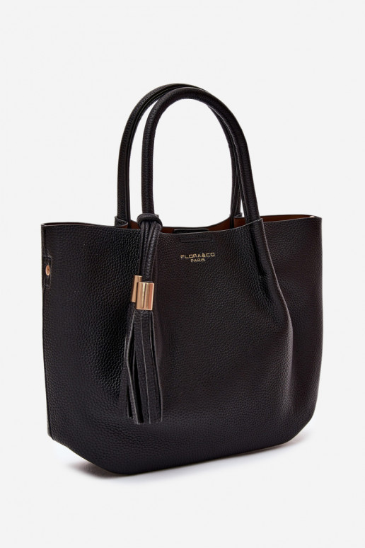 Sac à main en simili cuir noir Fleece