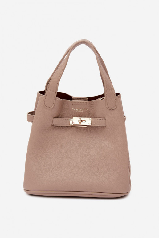 Sac avec trousse de maquillage en cuir synthétique ivoire Crumble