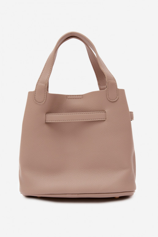 Sac avec trousse de maquillage en cuir synthétique ivoire Crumble
