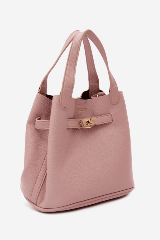 Sac avec trousse de maquillage en cuir synthétique rose Crumble