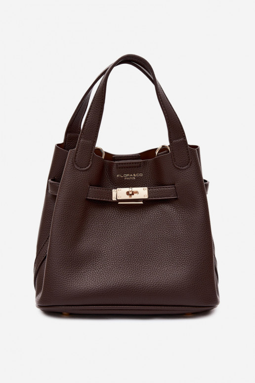 Sac avec trousse de maquillage en cuir synthétique chocolat Crumble