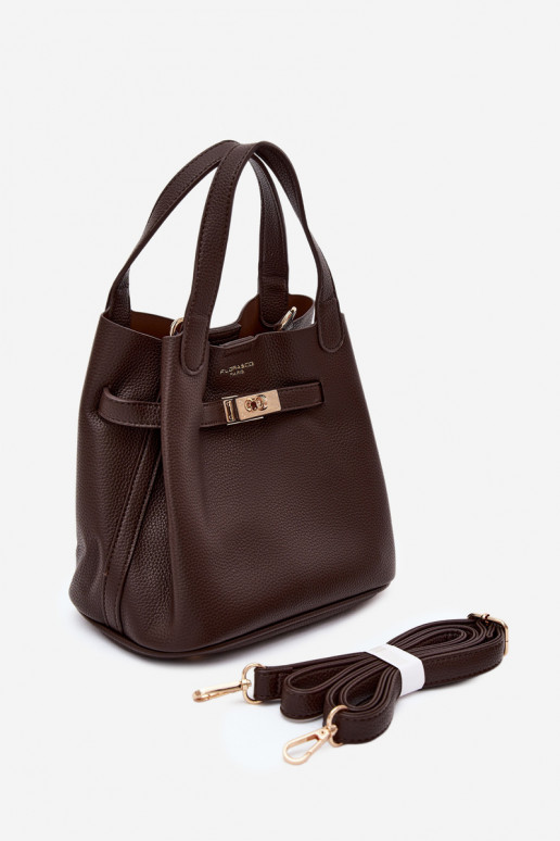 Sac avec trousse de maquillage en cuir synthétique chocolat Crumble