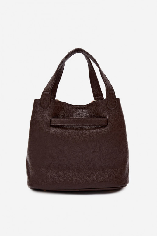 Sac avec trousse de maquillage en cuir synthétique chocolat Crumble
