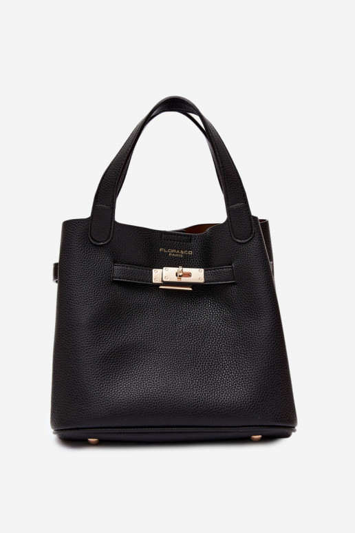 Sac en simili cuir noir avec trousse de maquillage Crumble