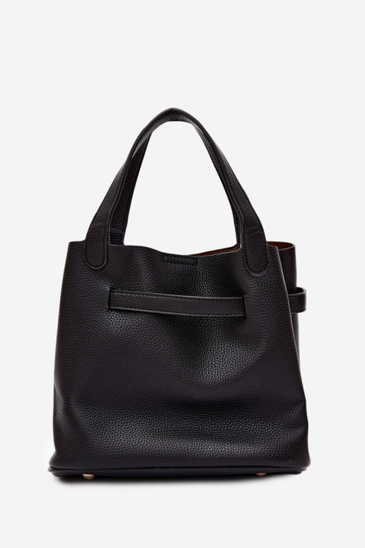Sac en simili cuir noir avec trousse de maquillage Crumble
