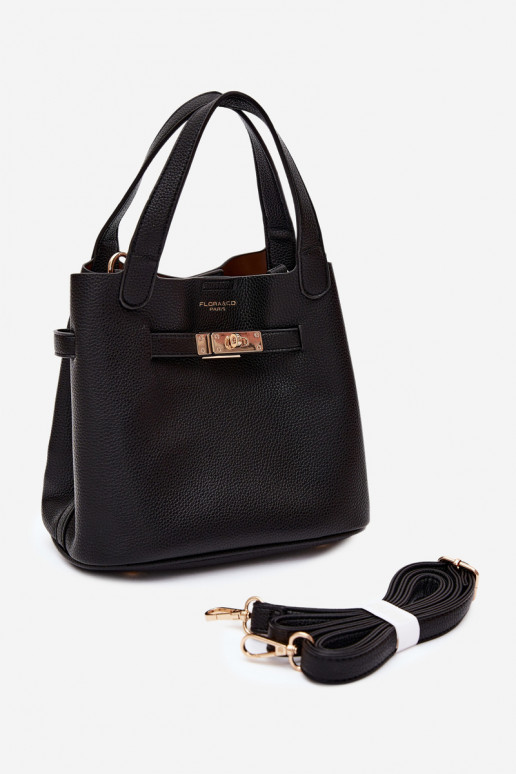 Sac en simili cuir noir avec trousse de maquillage Crumble