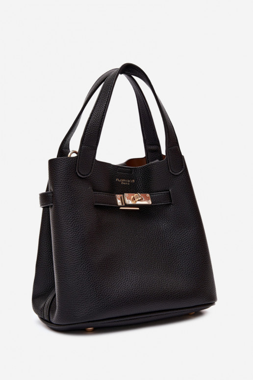 Sac en simili cuir noir avec trousse de maquillage Crumble