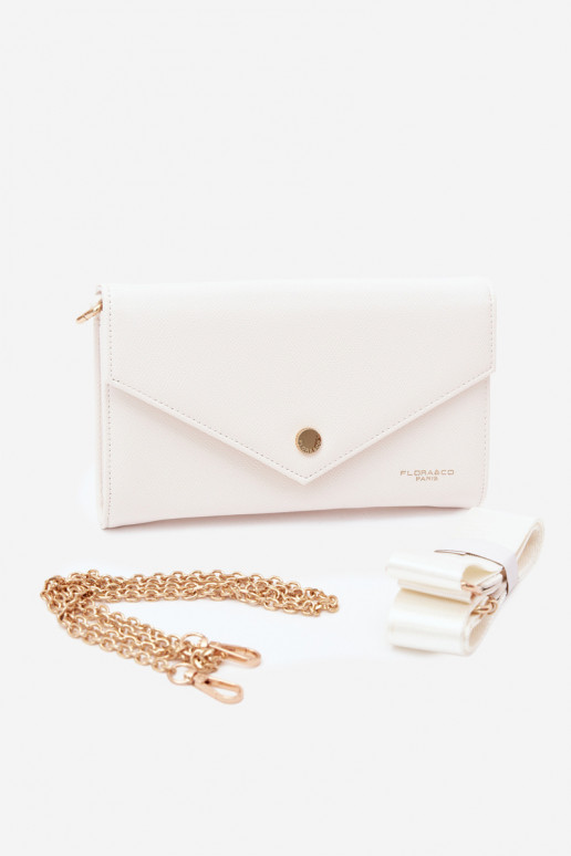 Sac portefeuille en forme d'enveloppe blanc avec rubans décoratifs Pauline