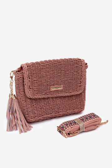 Petit sac rose de style facteur avec éléments ajourés Tamara 2
