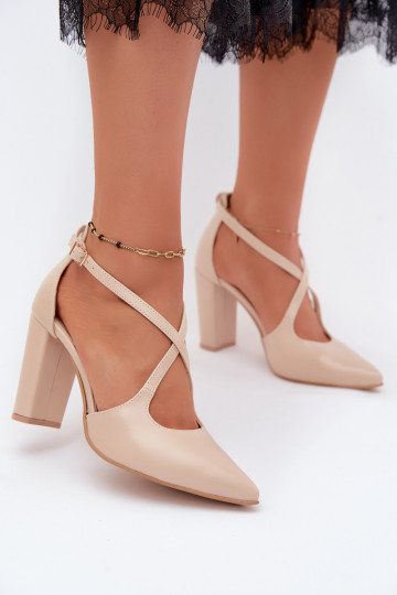 Chaussures à talons avec brides couleur sable Zazoo 1053 2
