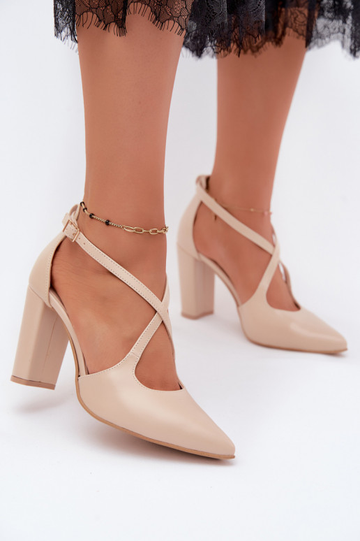 Chaussures à talons avec brides couleur sable Zazoo 1053