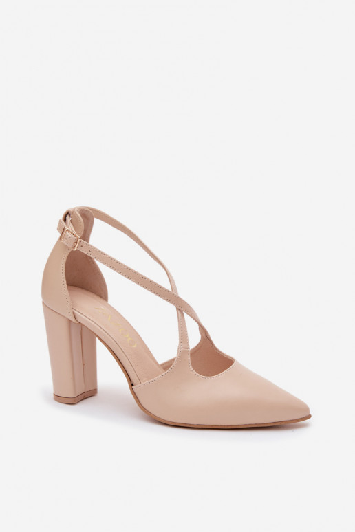 Chaussures à talons avec brides couleur sable Zazoo 1053