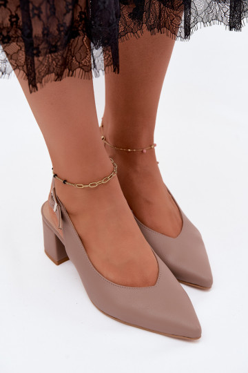 Sandales pour femmes à talons et bout pointu couleur argile Zazoo 1122