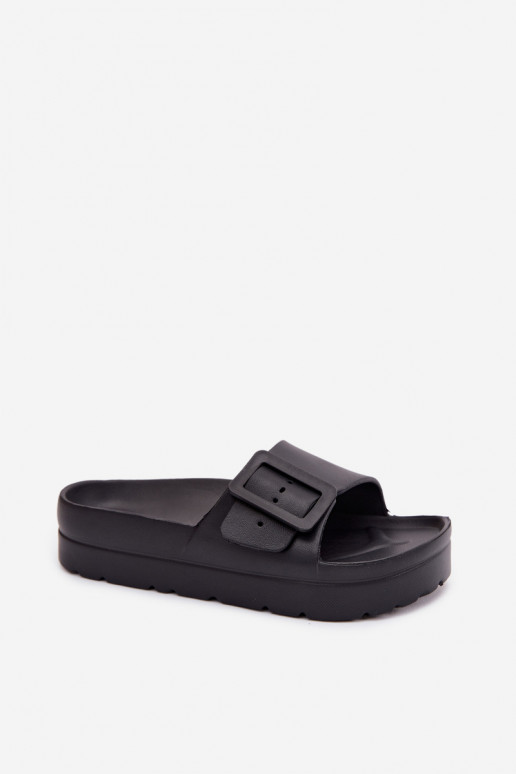 Chaussons noirs pour femmes avec plateforme et boucles Caramel