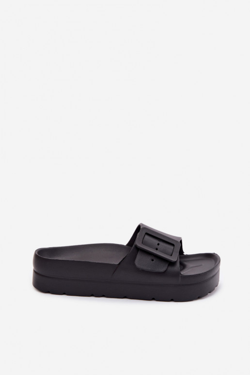 Chaussons noirs pour femmes avec plateforme et boucles Caramel