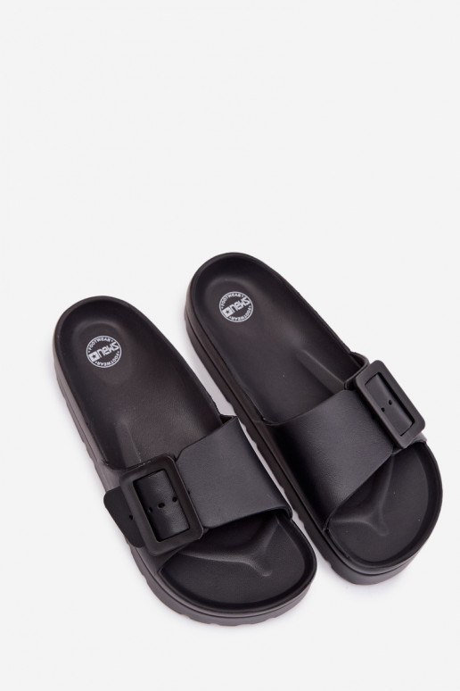 Chaussons noirs pour femmes avec plateforme et boucles Caramel