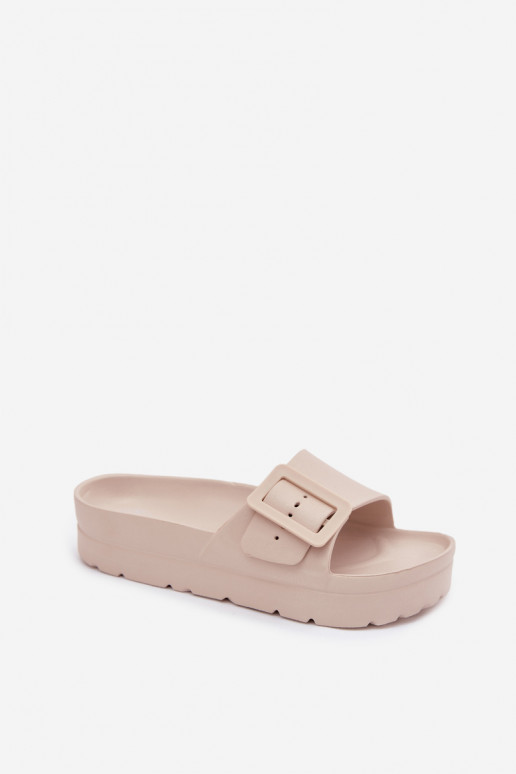 Chaussons beiges pour femmes avec plateforme et boucles Caramel