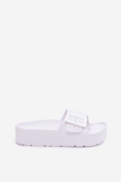 Chaussons blancs pour femmes avec plateforme et boucles Caramel