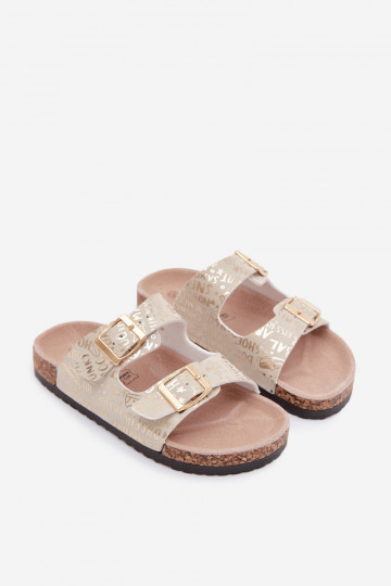 Chaussons d'enfants dorés avec boucles Cinnamon