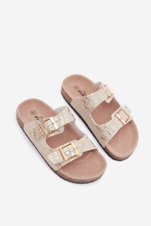 Chaussons d'enfants dorés avec boucles Cinnamon