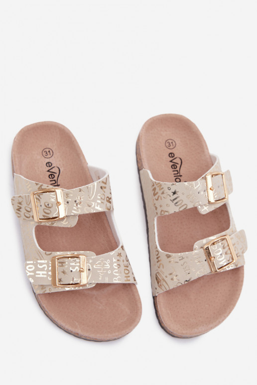 Chaussons d'enfants dorés avec boucles Cinnamon