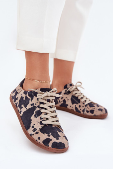 Chaussures décontractées en faux daim brun-beige Barefoot Zazoo N1120