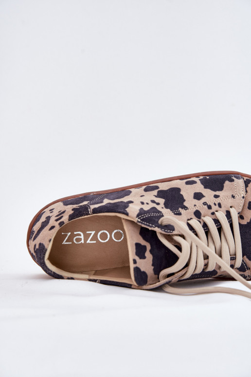 Chaussures décontractées en faux daim brun-beige Barefoot Zazoo N1120
