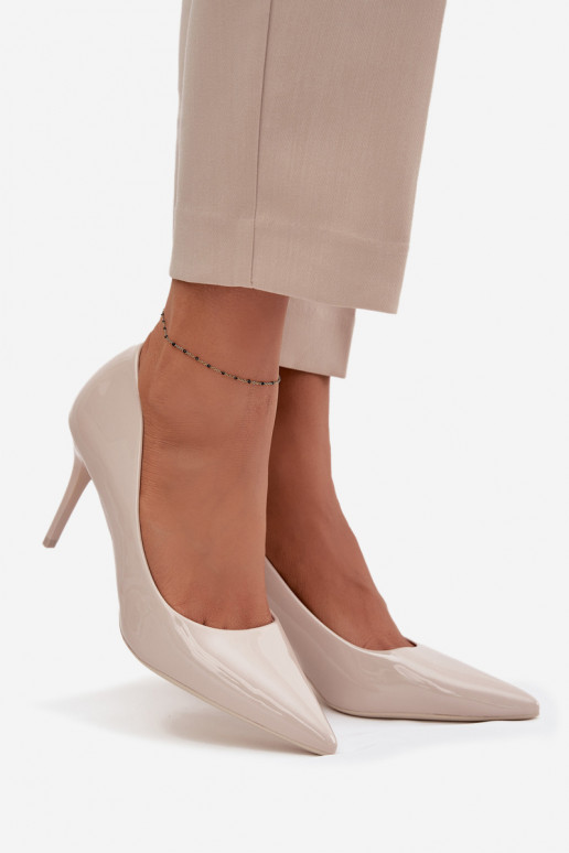 Escarpins en faux cuir ivoire avec effet verni Jadira
