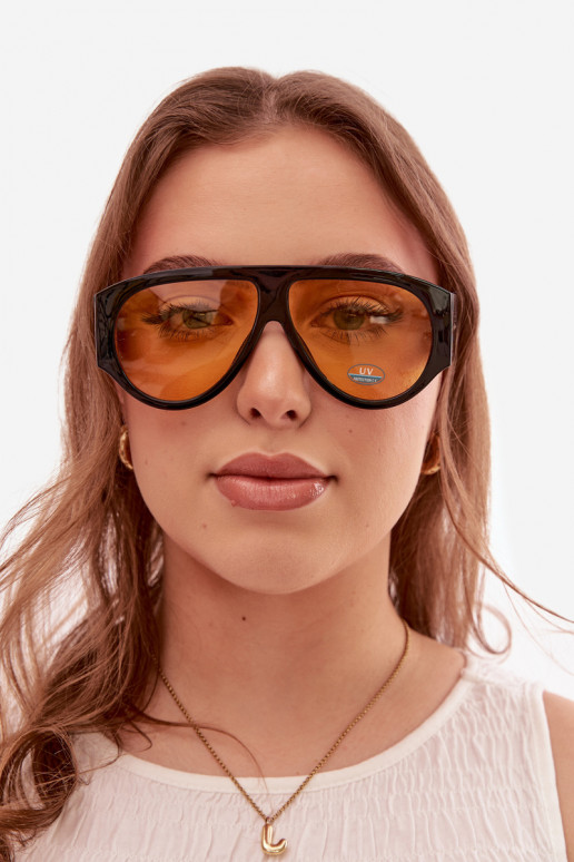 Lunettes de soleil pour femmes en noir et jaune