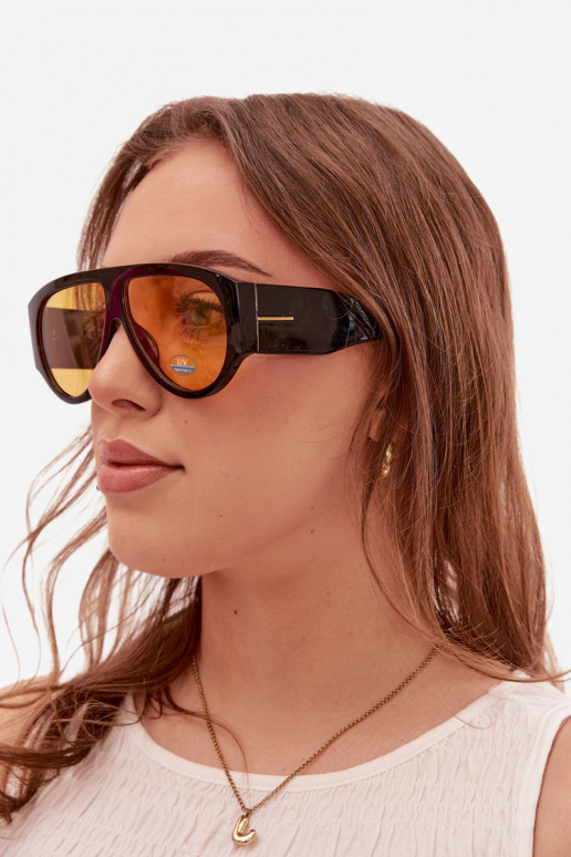 Lunettes de soleil pour femmes en noir et jaune