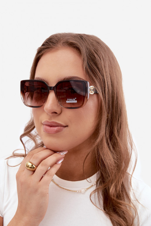 Lunettes de soleil avec des détails décoratifs en couleur marron