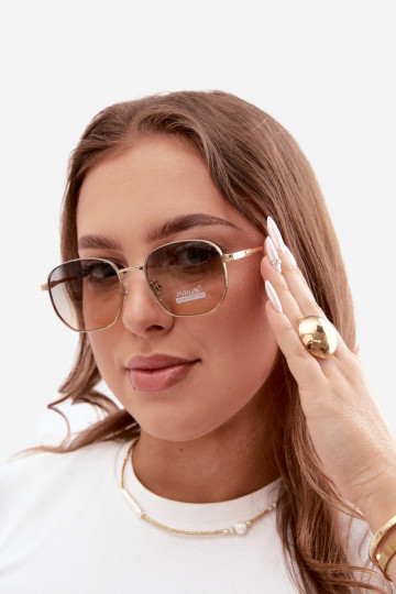 Lunettes de soleil avec monture fine UV 400 en couleur jaune