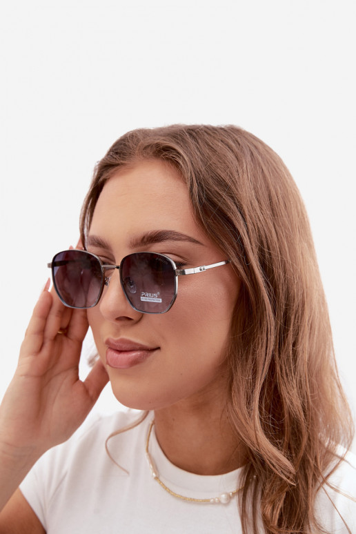 Lunettes de soleil avec monture fine UV 400 en couleur bleu foncé