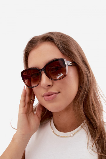 Lunettes de soleil femme style œil de chat marron
