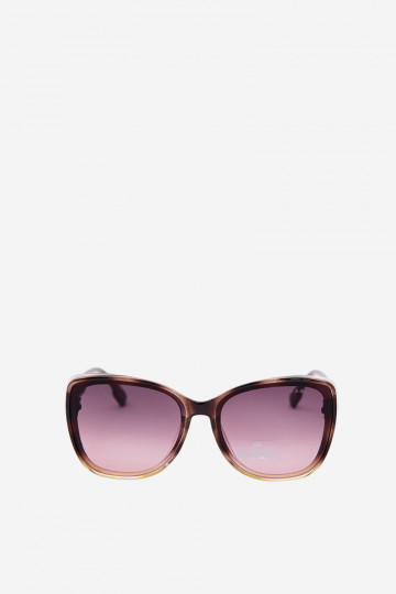 Lunettes de soleil femme style œil de chat marron-jaune 2
