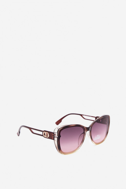 Lunettes de soleil femme style œil de chat marron-jaune