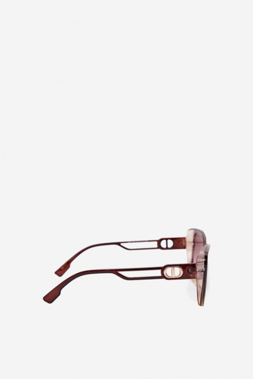 Lunettes de soleil femme style œil de chat marron-jaune