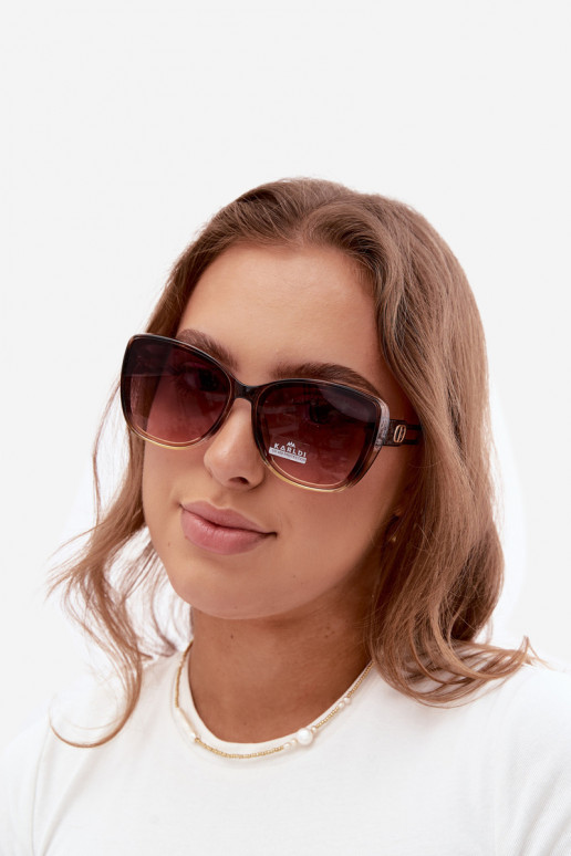 Lunettes de soleil femme style œil de chat marron-jaune