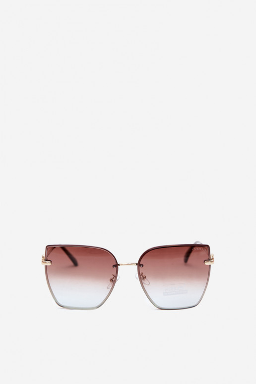 Lunettes de soleil sans monture style œil de chat avec filtre UV 400 marron-bleu